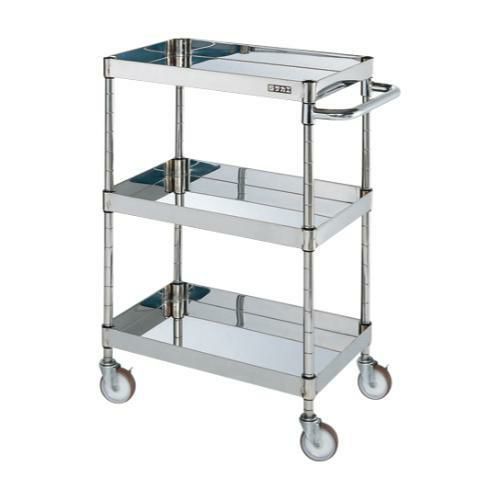 【移動式】【サカエ】ステンレスCSパールワゴン(H880mm・棚板3段) CSP3-6083NU 幅600×奥行400×高さ880mm