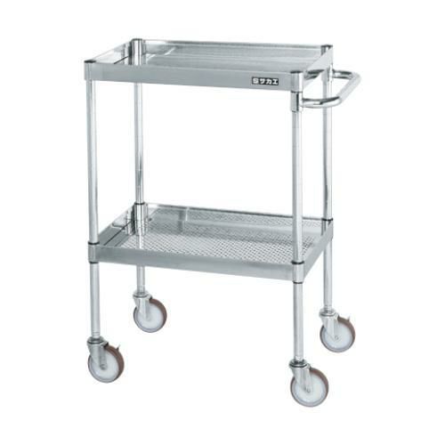 【移動式】【サカエ】ステンレスCSパールワゴン(H880mm・パンチング仕様) CSP3-6082PNU 幅600×奥行400×高さ880mm