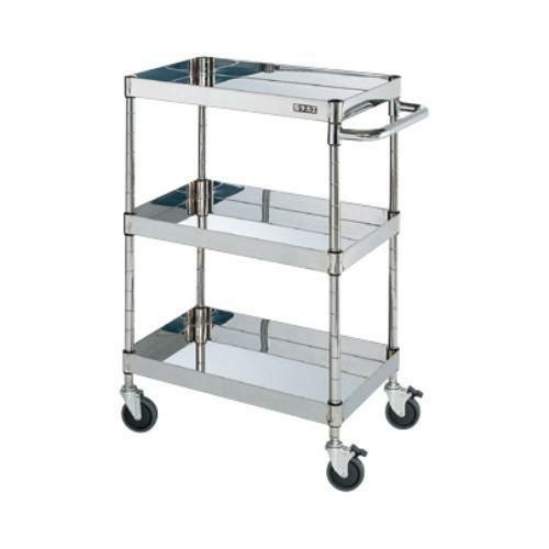 【移動式】【サカエ】ステンレスCSパールワゴン(ダブルストッパーキャスター仕様) CSP4-6083DSE 幅600×奥行400×高さ886mm