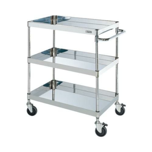 【移動式】【サカエ】ステンレスCSパールワゴン(ダブルストッパーキャスター仕様) CSP3-7583DSE 幅750×奥行500×高さ886mm