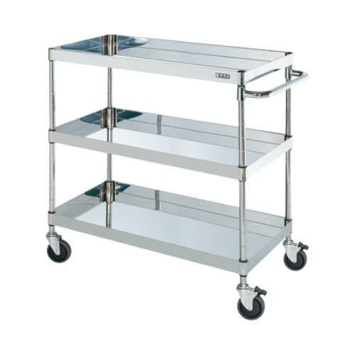 【移動式】【サカエ】ステンレスCSパールワゴン(ダブルストッパーキャスター仕様) CSP3-9083DSE 幅900×奥行600×高さ886mm