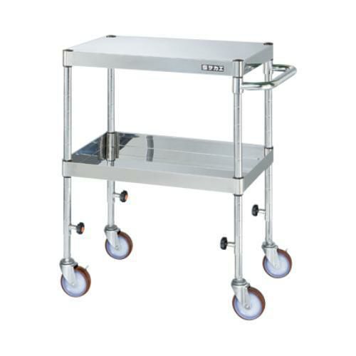 【移動式】【サカエ】ステンレスCSパールワゴン(下部昇降タイプ) TCSP4-6072NU 幅600×奥行400×高さ725~975mm