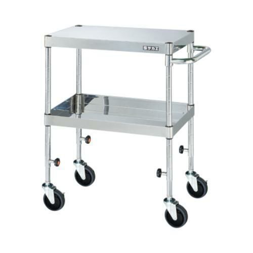 【移動式】【サカエ】ステンレスCSパールワゴン(下部昇降タイプ) TCSP4-6072SE 幅600×奥行400×高さ725~975mm