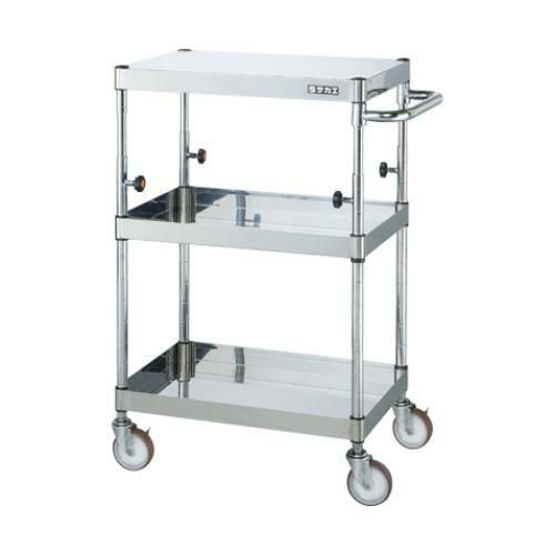 【移動式】【サカエ】ステンレスCSパールワゴン(上部昇降タイプ) TCSP4-7583NU 幅750×奥行500×高さ850~1100mm