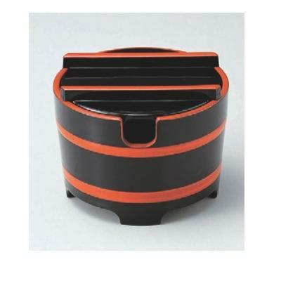 ガリ入れ 桶型ガリ入れ黒帯朱(切込有)