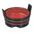 回転寿司皿 4寸両手桶 黒帯朱