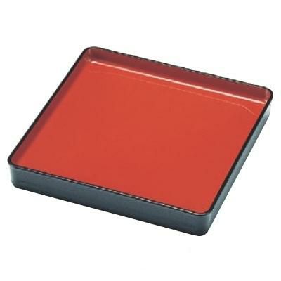 そば器 7寸切立木目そば皿黒内朱(底板付)本体