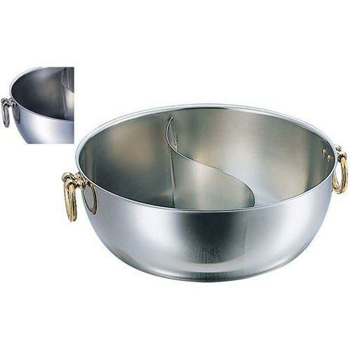 SW 電磁 仕切付 しゃぶしゃぶ鍋 ステン柄(蓋付)30