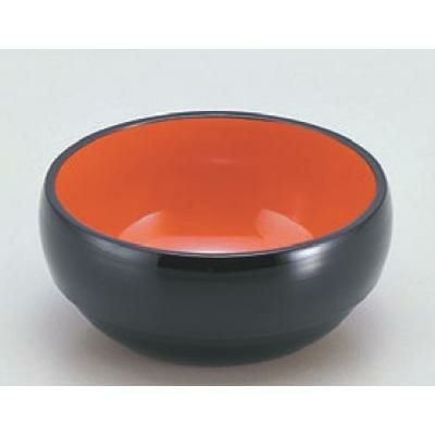 そば器 3.3寸そばボール(段付)黒内朱