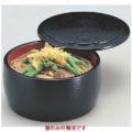 麺桶 D.X4寸タイコミニ桶黒刷毛目内朱(蓋のみ)