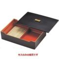 1-526-2A 8寸長手千筋弁当黒内朱天金竹ス(14.5×9.4cm)1枚