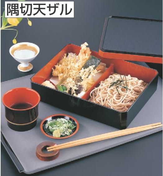 つゆ入れ 隅切天ザル黒渕朱竹型つゆ入れ溜金線