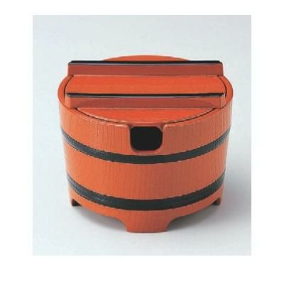 ガリ入れ 桶型ガリ入れ朱木目天黒(切込有)