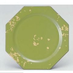 回転寿司皿 八角寿司皿 グリーン箔ちらし