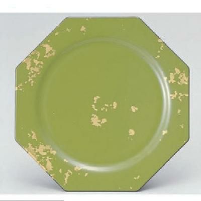 回転寿司皿 八角寿司皿 グリーン箔ちらし