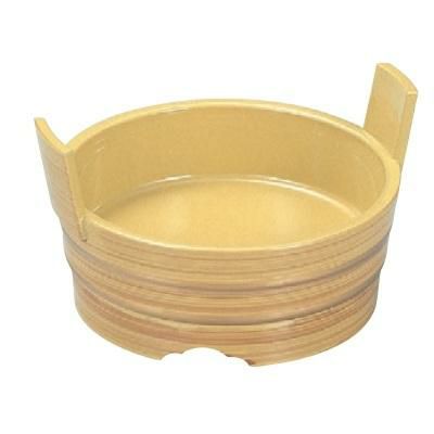 回転寿司皿 4寸両手桶 白木帯金