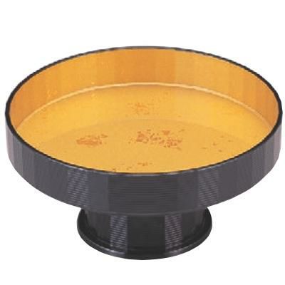 高台皿 7寸丸三宝黒内色紙金箔 SH塗