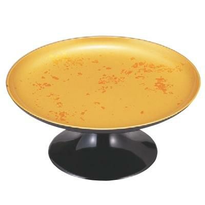 高台皿 7寸高月(高足型)色紙金箔外黒塗 SH塗 高さ89 直径:205