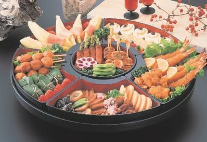 ビュッフェプレート 尺5寸回転盛込器 仕切朱天黒付/洋食器