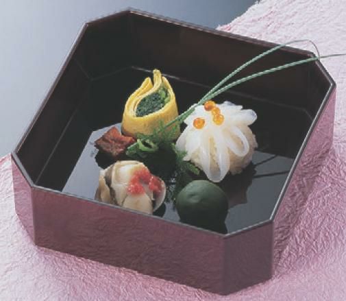 盛器 隅切盛器溜底黒塗 SS塗