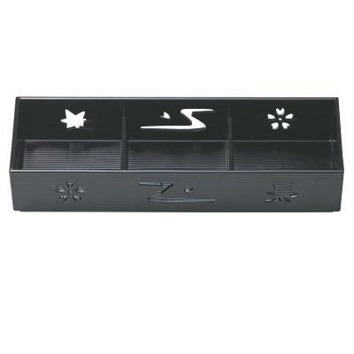 珍味  8.5寸固定三点珍味入れ黒内塗  幅254 奥行88 高さ48  プロ用