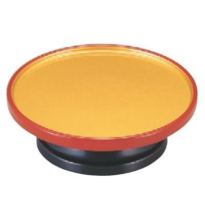 高台皿 5寸高台皿金渕朱