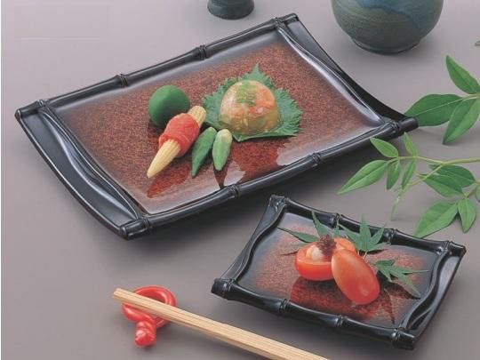 盛皿 (小)竹型皿アクアブラウン