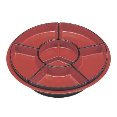 ビュッフェプレート 新尺3寸回転台 仕切朱天黒付