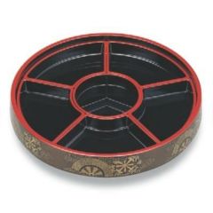 ビュッフェプレート 尺7寸回転盛桶 梨地御所車 仕切黒天朱付