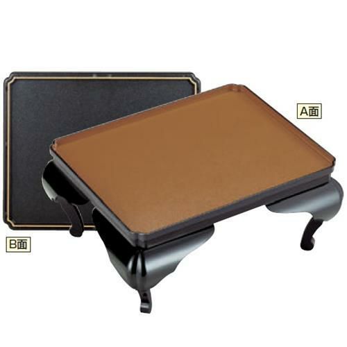 御膳 龍宮長手膳(両面タイプ) A面:ベージュ石目天黒 B面:紺石目天金 セット 強化塗