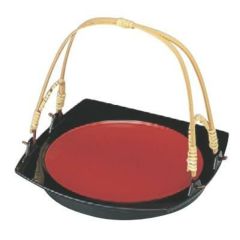 かご 小町手提皿黒内朱