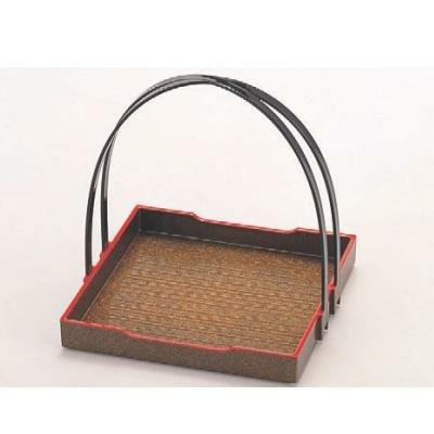 かご 手提皿梨地天朱