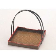 かご 手提皿梨地天朱