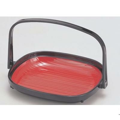 かご 小判手付かご黒内朱(折畳式) 全面塗