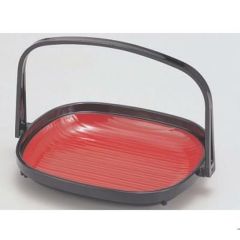 かご 小判手付かご黒内朱(折畳式) 全面塗