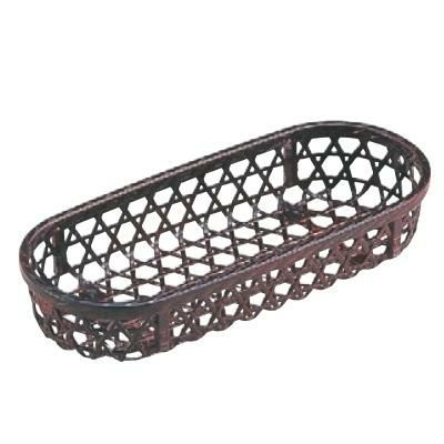 おしぼり受け 8.5寸長手愛染かご おしぼり入れ 溜(3人用) 幅248mm×奥行110mm×高さ44mm