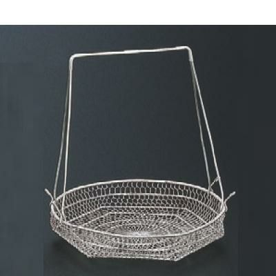 かご (大)丸型シルバー手提籠