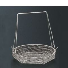 かご (大)丸型シルバー手提籠