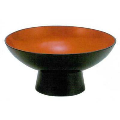 6寸 高台小槌鉢 黒内朱