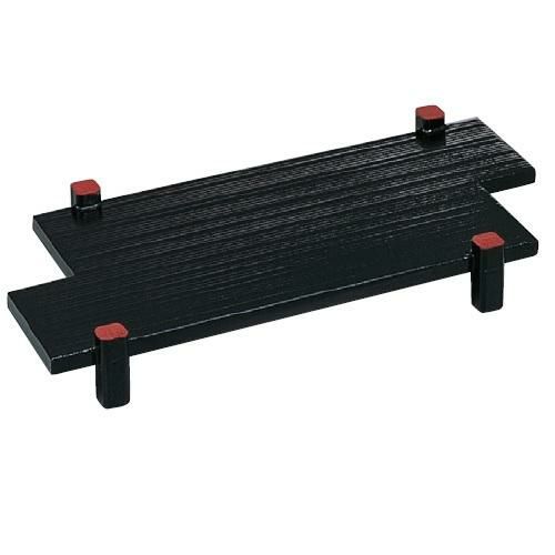 盛器 (中)いかだ天皿黒木目天朱