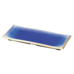 盛器 尺3寸長手清流盛器 瑠璃渕金