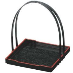 盛器 4寸目はじき手提げ盛器黒天朱