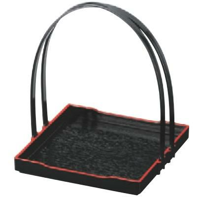 盛器 4寸目はじき手提げ盛器黒天朱