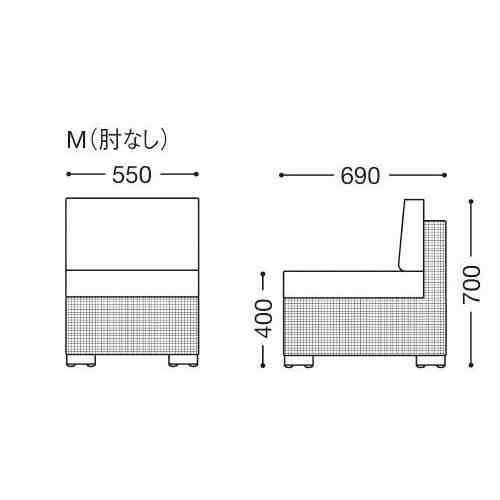 ガーデンソファ ロードス( 肘なし)(別張品) M(肘なし)/張地ランクA