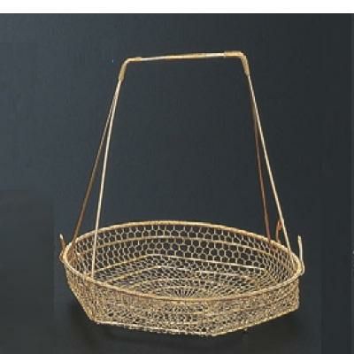 かご (大)丸型ゴールド手提籠