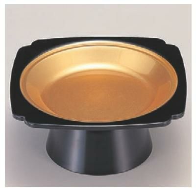 高台皿 木瓜高台皿黒内金雅低足