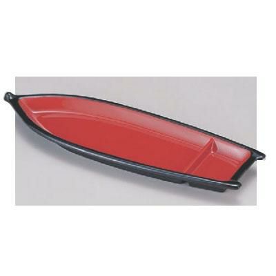 盛器 笹舟黒内朱