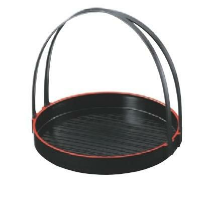 盛器  6寸千筋丸手提げ盛器黒天朱  幅185 高さ177 直径:180