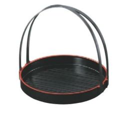 盛器  6寸千筋丸手提げ盛器黒天朱  幅185 高さ177 直径:180