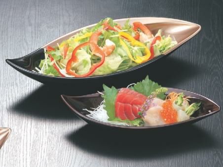 盛器 (大)しずく鉢ブラウンメタ/黒裏黒塗